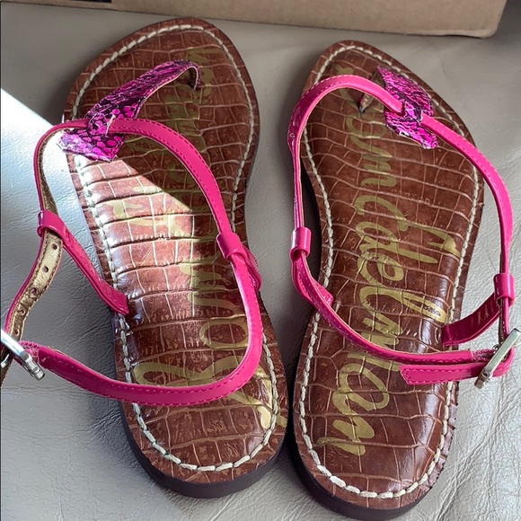 NWOT Sam Edelman Size 6 Gigi Sandal Pink Snake - Picture 2 of 4